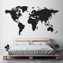 Modern Home Decor World Map Wall Sticker Vinyl Interior Design Bedroom Living Room Map Of The World Wall Decal Removable S144 210308