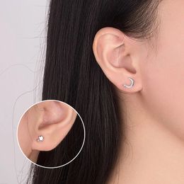 Women's Earrings Retro Korean Geometric Stud Earrings for Women Korean Silver Color Small Moon Star Earring 2021 Trend Jewelry