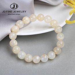 Round White Moonstone Natural Stone Bead Jewelry Accessories Mens Women Meditation Bracelet Yoga Jewelry