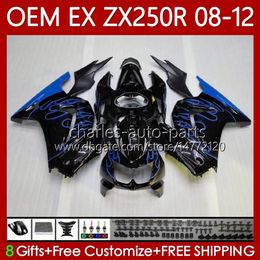 Injection OEM For KAWASAKI NINJA ZX-250R EX250 ZX250 R EX ZX 250R 2008-2012 Blue flames Body 81No.226 EX-250 ZX250R 08 09 10 11 12 EX250R 2008 2009 2010 2011 2012 Fairing