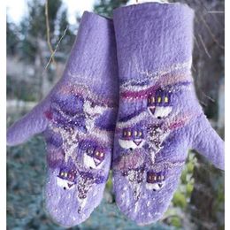 Women Winter Gloves Colourful Christmas Printed Design Fashion Hand Warmes Wrapped Finger1