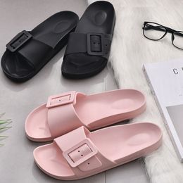 2021 Summer Women's Flat Slippers Fashion Sandals Buckle Ladies Casual Comfortable Beach Shoes Female Footwear Soild K722