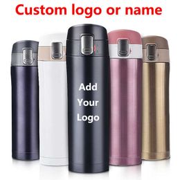 Custom Double Wall Stainless Steel Insulated Thermos Cup Vacuum Flask Coffee Mug Travel Drink Bottle Home Office Thermocup 210907