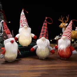 2021 New Christmas decoration ornaments luminous doll Rudolph faceless old man ornaments Xmas tree pendant