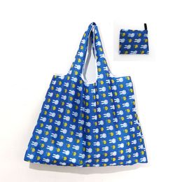 Foldable Shopping Bag Thick Large Tote ECO Reusable Waterproof Oxford Cloth Reusable Fruit Grocery Pouch Floral Pattern CCA4060