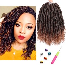 Bomb Twist Crochet Hair 14 Inch Passion Twist Hair 24strands/Pcs Spring Twist Crochet Hair Kinky Pre Looped Pre Twisted for Black Women LS02