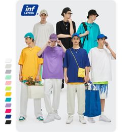 INFLATION Plain Comfy T-shirts Men Summer Classic O-neck Colorful Loose Soft Cotton Short Sleeve Unisex Tees 1009S20 210706
