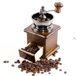 NEWMini Retro Coffee Grinder Manual vintage Wood Coffee bean mills grinders Kitchen Grinding Tools Perfumery Cafe Bar Handmade coffee RRE106