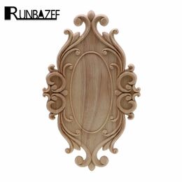 RUNBAZEF Solid Wood Furniture Decorative Accessories New Flower Carved Door Vintage Home Decor Figurines Miniatures Ornaments C0220