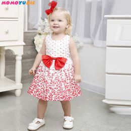 Flower born Baby Dress Summer Cute Baby Girls Clothes dot printed Infant Clothing 1 Year Birthday paty Dress girl 210713