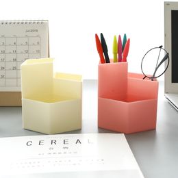 Творческий организатор карандаш многофункциональный пластиковый шестигранник на рабочем столе на рабочем столе офисные школьные канцелярские товары Косметическая коробка для хранения красочная Hy0104