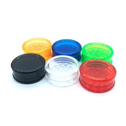 Smoking Colorful Plastic 60MM Dry Herb Tobacco Grind Spice Miller Grinder Crusher Grinding Chopped Hand Muller Cigarette Bong Handpipe One Hitter Holder DHL Free