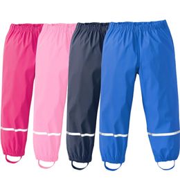 Waterproof Girls Rain Pants PU Snow Boys Trousres Sport Children Raincoats Windproof Outdoor Toddler Playsuits Clothes 210303