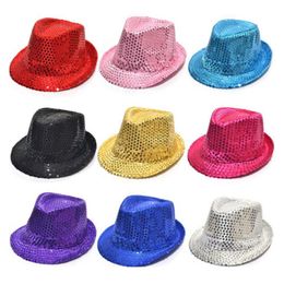Sequin adult / children hats spring summer stage Cosplay Jazz cap Hats Fashion lady kids Street Headwear caps 9colors