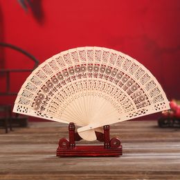 Wedding Party Wooden Fan Summer Accesory Art Folding Carved Hand Fan Custom Logo