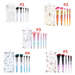 Newest Beauty Makeup Brushes 5pcs/set Diamond/Crystal Handle Cosmetics Brushes Powder Eyeshadow Foundation Brushes Tools with Quicksand Bag