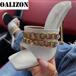 sandals summer womens stilettos super high open toes chain fashion female wedding party heel slipper shoes