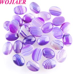 WOJIAER Natural Egg Cabochon CAB Beads GemStone No Hole Stripe Onyx 13x18mm Findings Fit Pendant Making Accessories BU802