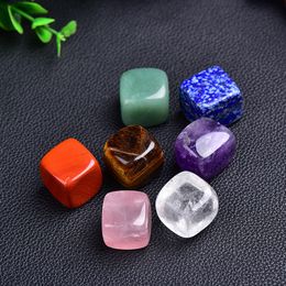 natural stone chakra irregular squares Rose Quartz Amethyst agate tiger powder crystal white crystal yoga meditation energy stone