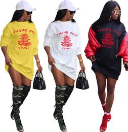 Women Dress Trendy Letters Printed Long Sleeve Sweater Dresses Ladies Fashion Spring And Summer Street Clothing