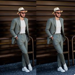 Summer Leisure Style Mens Pants Suits One Button Groom Best Man Coat Business Wedding Blazer Tuxedos Custom Made 2 Pieces