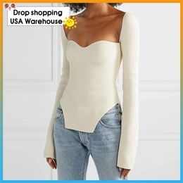 French elegant sexy square slimming curve hem split solid sweater Casual Top Autumn Winter Black Pullover Solid Jumper Knit 210914