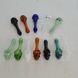 Oil Burner Glass Pipes for Smoking Coloured Glass Oil Burner Pipe 4 inch Skull Tube Hand Portable Pipe 4.52 inch Tobacco Pipes Skull Style Spoon Pipe