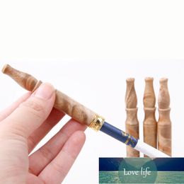 1 Pcs Upscale Gold Camphor Wood Double Filter Tobacco Pipe Smoking Pipe Wood Smoking Accessories Mouthpiece Cigarette Holder