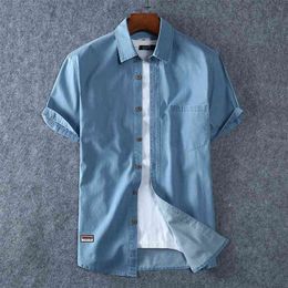 Summer Men's Denim Shirt Large Size Short Sleeve Fashion Loose Casual Cotton Cowboy Male Brand 6XL 7XL 8XL 210721