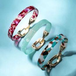 2021 New Fashion Acrylic Acetate Colourful Bangles Bracelets Handmade Jewellery for Women Girl Alloy Resin Bracelets Jewellery Gifts Q0719