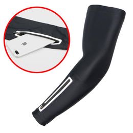 Elbow & Knee Pads Sports Multifunctional Sunscreen Sleeves Riding Mobile Phone Arm Cover Guard Seamless Zipper Pocket Bicycle Sleeve