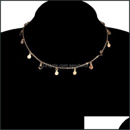 Pendant Necklaces & Pendants Jewelry Women Shiny Gold Color Sequins Coin Tassel Choker Necklace Ladies Short Chain Collares Gift Drop Delive