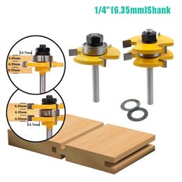 6.35mm(1/4") Tongue Groove Joint Assembly Router Bit 3/4" Stock Wood Milling Cutter Tool for Wood Working JKXB2103