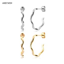 twisted gold hoops Canada - ANDYWEN 925 Sterling Silver Gold Thin Twist Hoops Earring Deep Color Loops Round Women Circle Jewelry Gift 210608