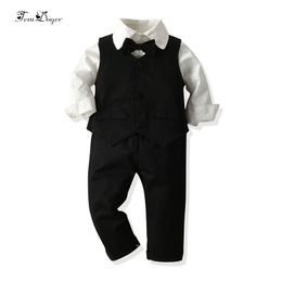 Tem Doger Baby Sets Infant Newborn Boys Clothes White Shirts+Vest+Pants 3PCS Outfits Bebes Boy Clothing 210309