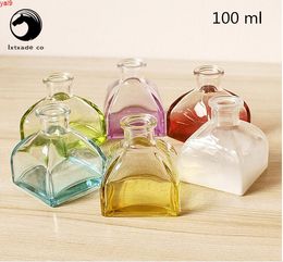 7 PCS 100 ML Transparent Pink Purple Green Glass Empty Bottle Aromatherapy Container Small Square Crystal Bankhigh qty