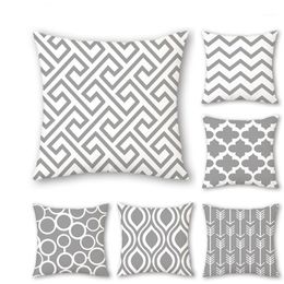 Cushion/Decorative Pillow Geometric Patterns Linen Decorative Case High Quality Grey Stripe El Home Sofa Cushion Cover 45 * 45CM