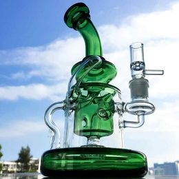 Colourful Glass Bong Klein Tornado Hookahs Recycler Showerhead Perc Dab Rigs Water Pipes Heavy Base Oil Rig Smoking Pipe WP308