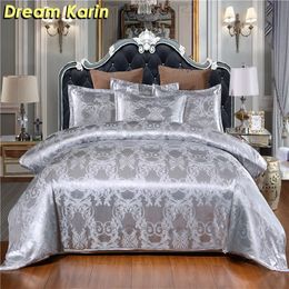 Luxury Jacquard Luxury Bedding Set Floral Printed Duvet Cover Sets Single Double Queen King Size BedClothes Modern Bed Linens 210316