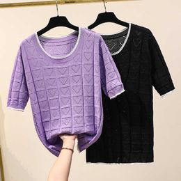 plus size basic Summer loose Sweater Pullovers Women Casual o-neck short Sleeve Knit thin Sweater Female Jumpers solid sweater 210604