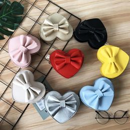 Kids Girls Shoulder Bags Heart Shape Messenger Bags Bowknot Princess Coin Purse Crossbody Children Bag Baby Accessories 8 Colors DW6464