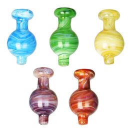Latest Cool Colourful Pyrex Thick Glass Handmade Cloudy Swirl Ball Worked Bubble Carb Cap Hat Nails Dabber Bongs Oil Rigs Smoking Accessories