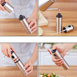 Silver Stainless Steel Oil Sprayer Tool Olive Pump Spraying Bottle Can Jar Pot easy to use 100pcs