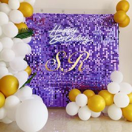 Party Decoration Backdrop Glam Shiny Purple Sequin Panel Shimmer Wall For Movie-disco Night