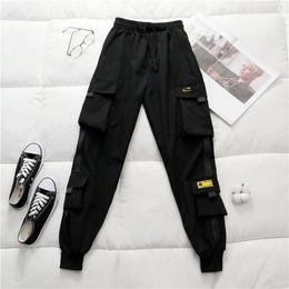 Spring Women's High Waist Cargo Pants Winter FUR Sports Loose Harajuku BF Velvet Elastics Trousers 210925