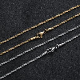 Chains 2mm Twist Chain European American Hip Hop Titanium Steel Necklace Button Rope Fashion Jewelry For Women Men Party Gift