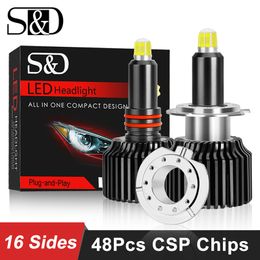 48 CSP 16 Sides H11 H7 Led Car Headlights Bulbs 6000K H8 H1 HB3 9005 HB4 9006 50W 3D 360 degree Automotive Fog Lights Auto Lamp