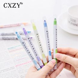 Highlighters CXZY Kawaii Milkliner Highlighter Pen Set Double Headed Hilighter Scribble Pastel Chalk Mark Mildliner Art Fluo Japanese 1M804