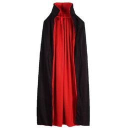 90CM 120CM Vampire Cloak Cape Stand-up Collar Cap Red Black Reversible for Halloween Costume Themed Party Cosplay Men Women