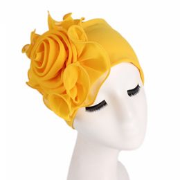 Women New Large Flower Stretch Scarf Hat Ladies Elegant Fashion Hair Accessories Chemo Hat Women Turban Bandanas Wholesale